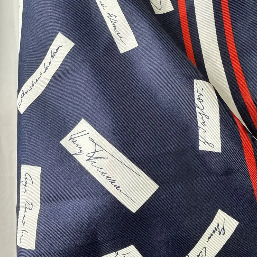 Presidents Signatures Bicentennial Patriot Scarf Red White Blue Italy 10